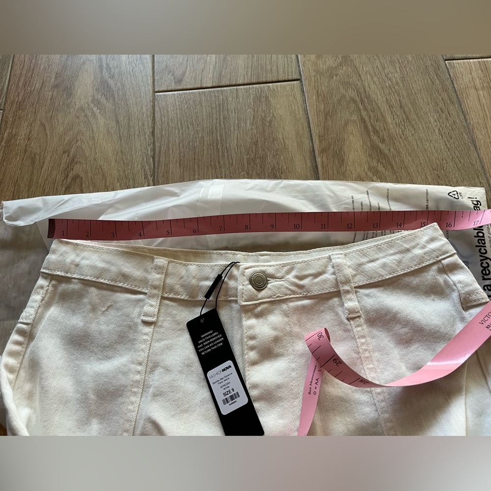 White Flare Jeans with Brown Star Accents - Picture 6 of 7